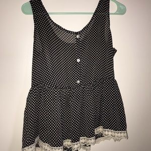 Polka dot tank with lace detail
